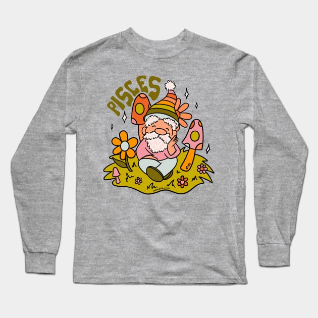 Pisces Gnome Long Sleeve T-Shirt by Doodle by Meg